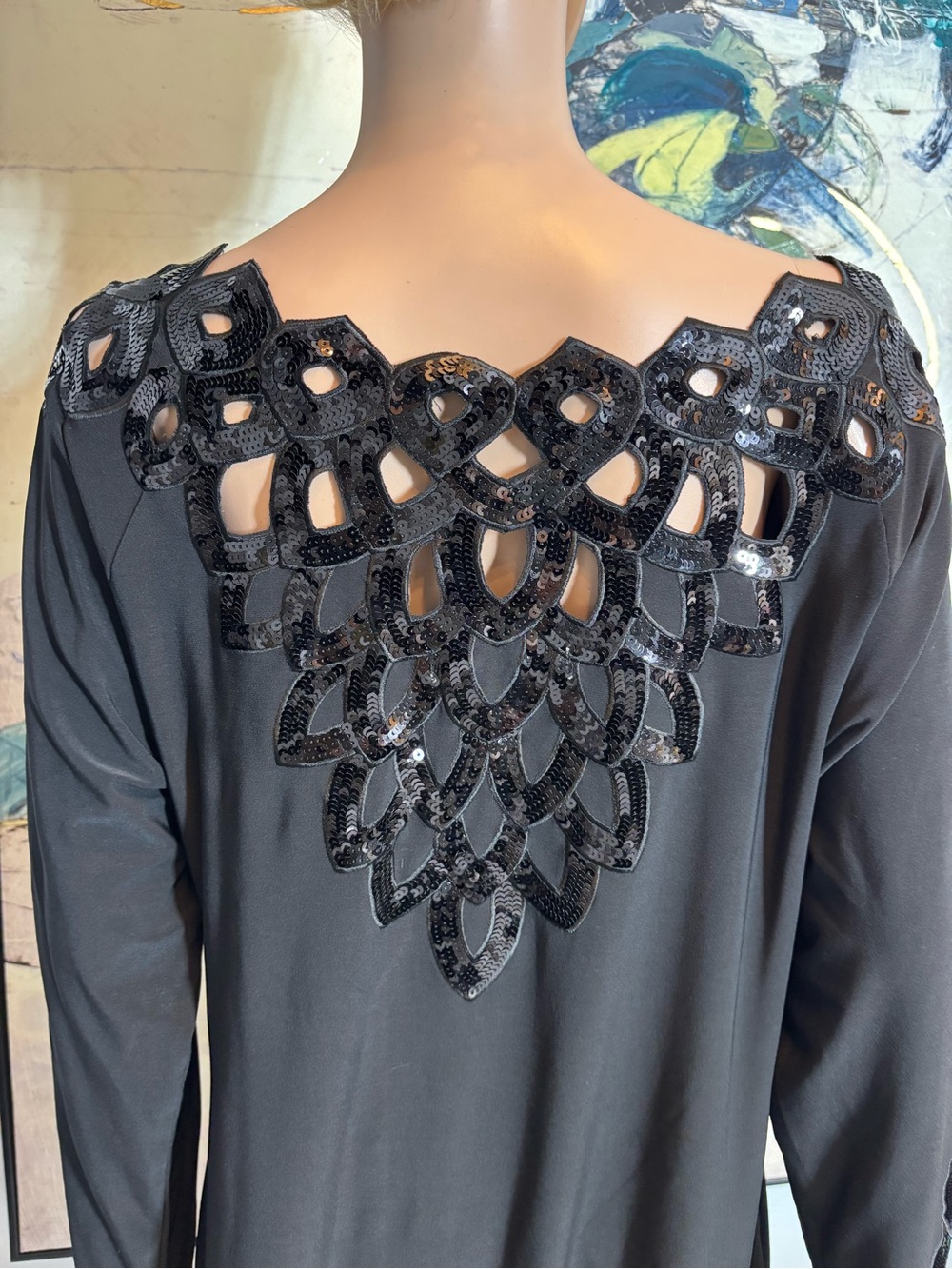 cleo Black Long Sleeve Embellished Cocktail Dress - Picture 10 of 15